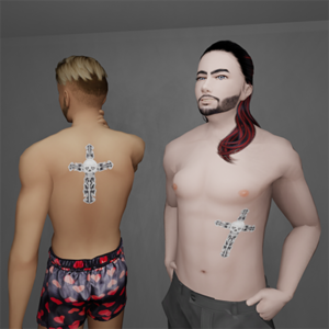Tatouage tête de mort et croix