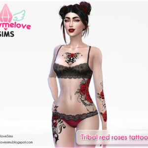 Pack de tatouage tribal de roses rouges