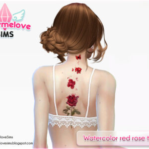 Tatouage aquarelle rose rouge
