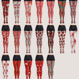 Collants à fleurs rouges