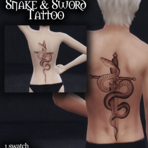 Tatouage du dos avec serpent et épée