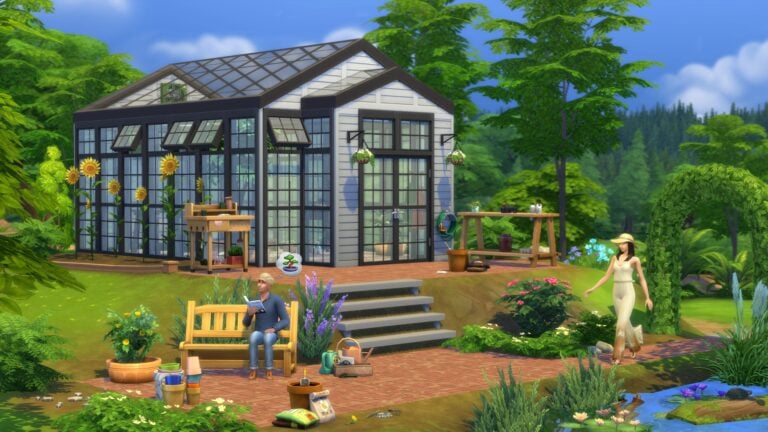 Modern greenhouse in The Sims.
