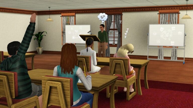 Élèves et enseignant en classe virtuelle.
