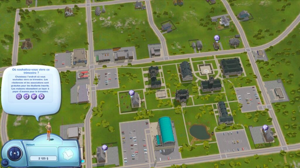 Le déroulement des cours à l'université des Sims 3
