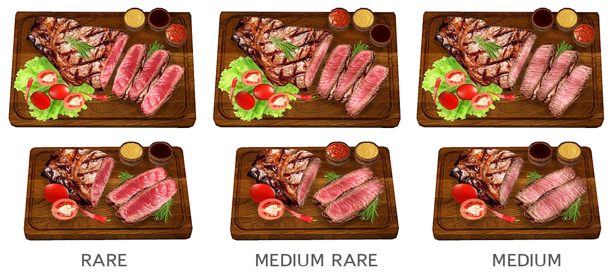 Steaks - 5 cuissons différentes