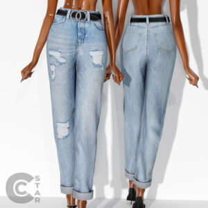 Jeans taille haute avec ceinture