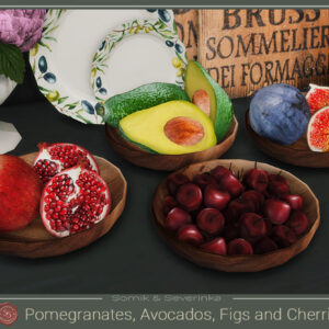 Grenade, figue, avocat et cerise
