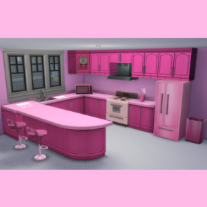 Set de cuisine pour maison de poupée SS rose