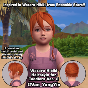 Wataru Hair Inspired for Toddlers Version 2 (avec tresse et sans tresse)