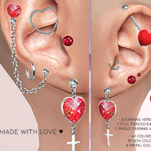 Ensemble de piercings et de boucles d'oreilles Heartbeat, Heartbreak