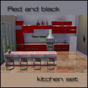 Ensemble de cuisine rouge et noir