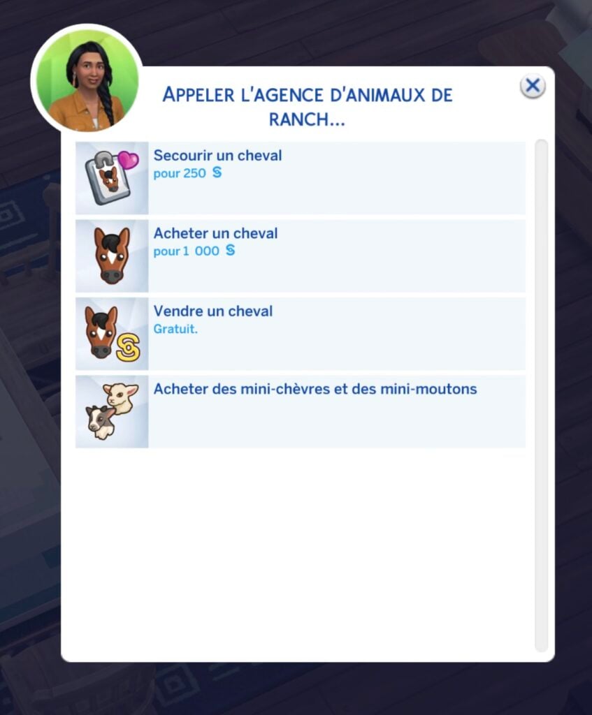 Agence d'animaux du ranch Sims 4