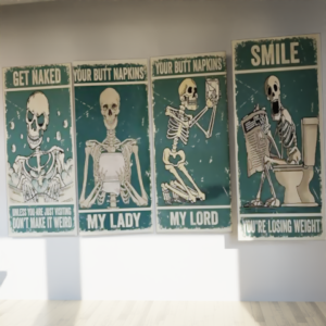 Funny Bathroom Skeleton Signs (Signes amusants de squelette dans la salle de bain)