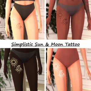 SGS - Tatouage de cuisse soleil et lune simpliste