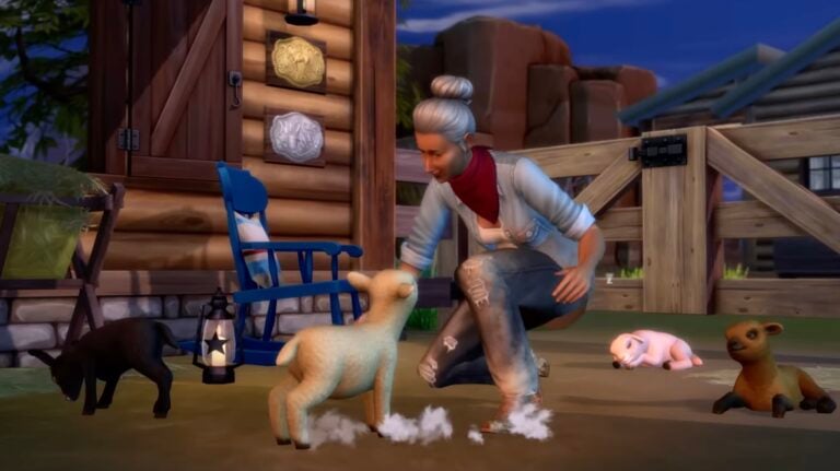 Sims avec des animaux de ferme.
