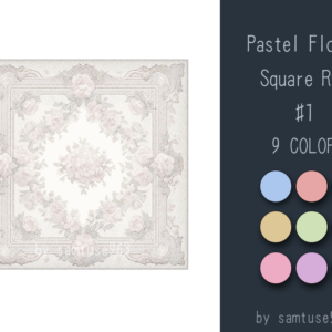 Tapis carré à fleurs pastel #1