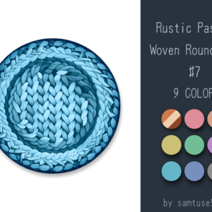 Tapis rond rustique pastel tissé #7