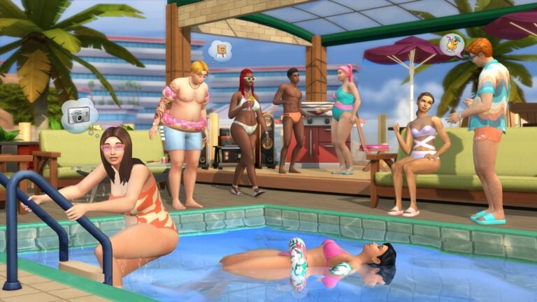 Sims at the pool.