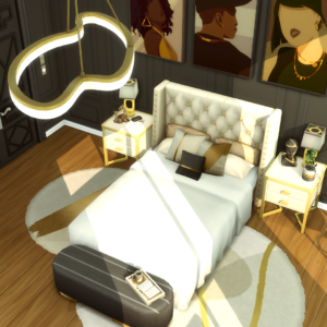 Chambre à coucher de luxe noir et or