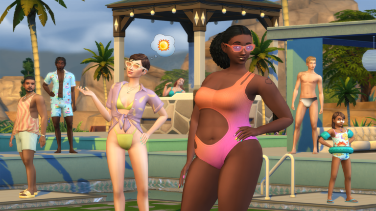 Sims am Pool, Sommer.