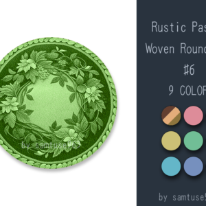 Tapis rond rustique pastel tissé #6