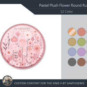 Tapis rond à fleurs en peluche pastel #1-Samtuse963