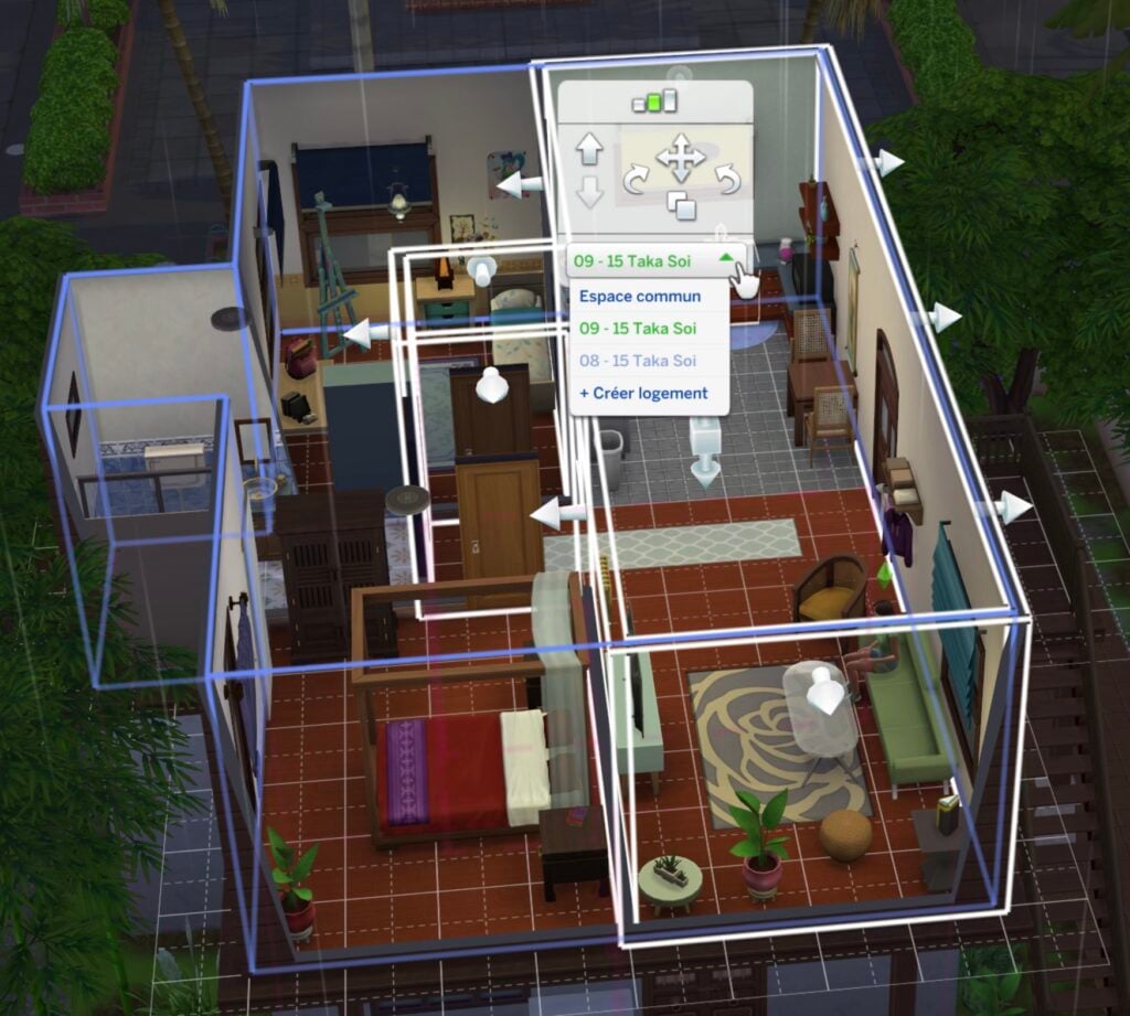 Menu attribution pièce logement Sims 4
