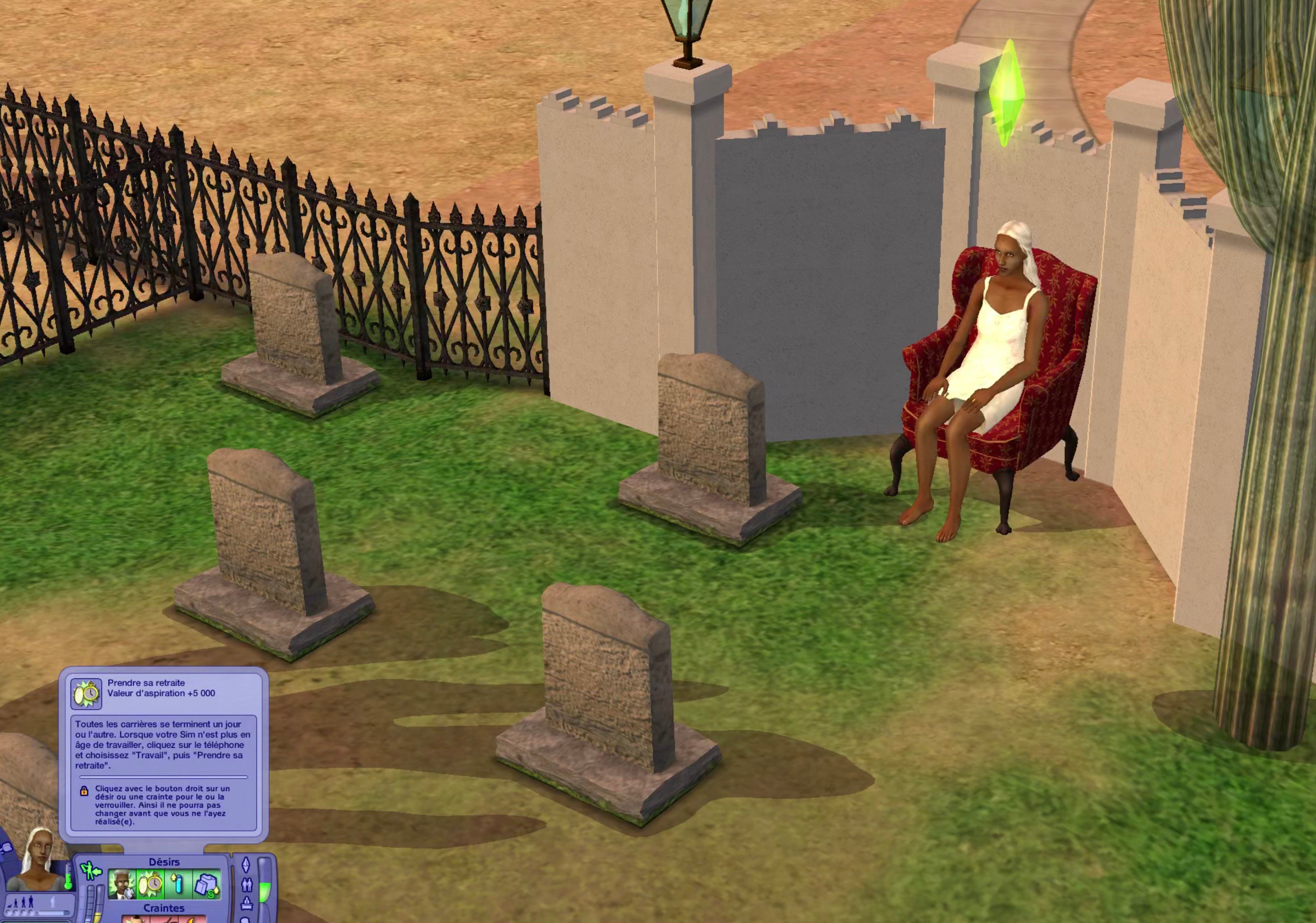 Sims dans un cimetière virtuel.