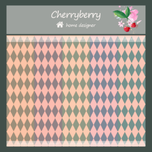 Motif géométrique coloré, logo Cherryberry, design d'intérieur.