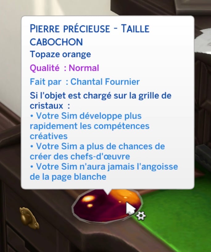 Pierre précieuse taille cabochon en topaze orange dans Les Sims 4