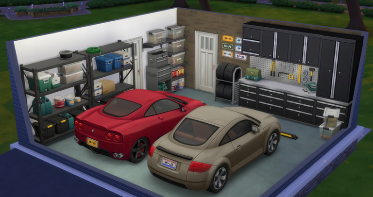 Un ordinato garage per due auto.