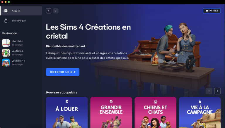 Interface jeu Les Sims 4, personnages et bijoux.