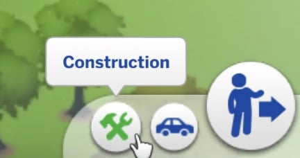 Bouton construction dans le mode Modifier la ville des Sims 4
