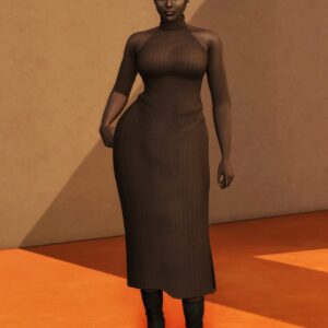 Mellow V - Maud Ensemble robe et pull en tricot sans manches à col roulé