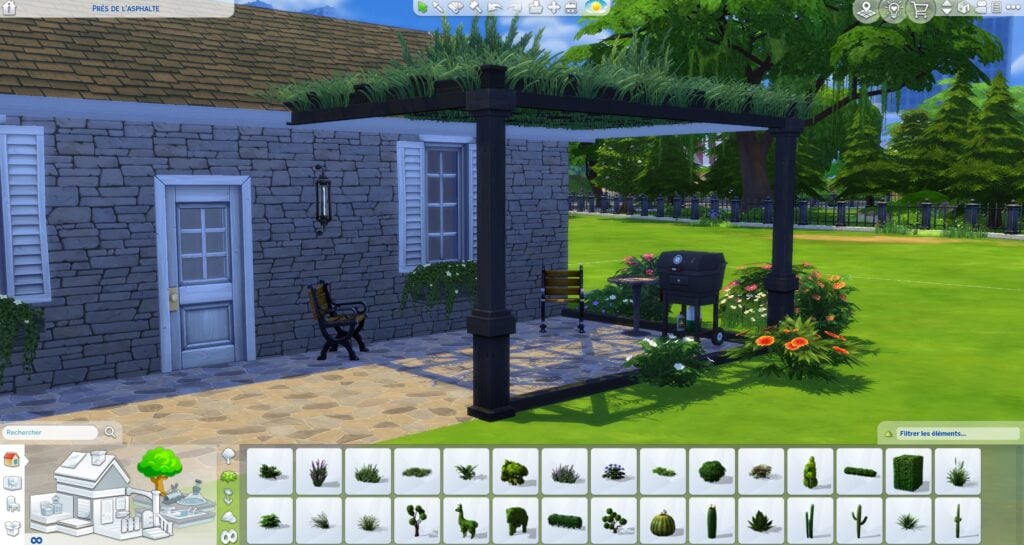 Pergola avec plafond végétalisé dans Les Sims 4
