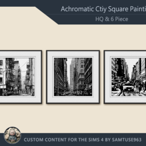 HQ Achromatic City Square Painting #1 Samtuse963