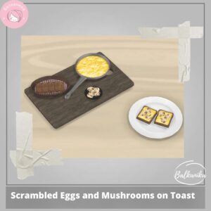 Œufs brouillés et champignons sur toast