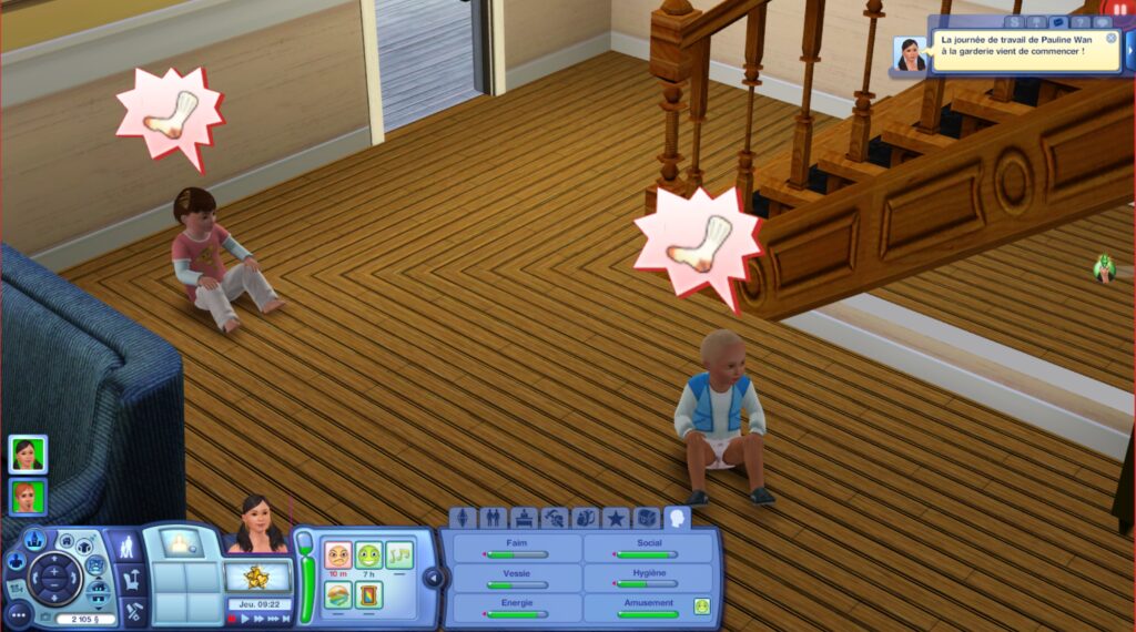 Bébés avec une couche sale dans les Sims 3