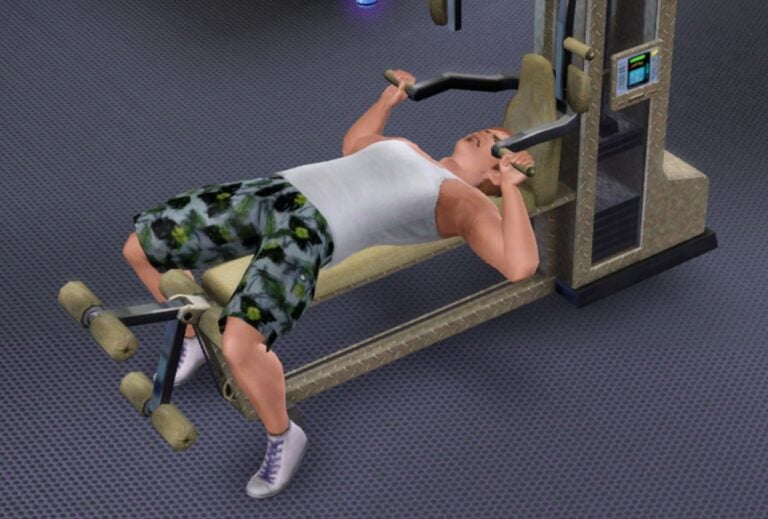 Sims faisant de l'exercice sur machine.