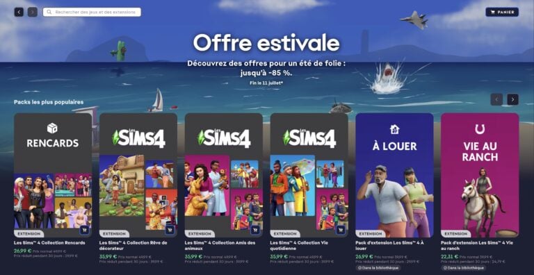 Offre estivale Les Sims 4, jusqu'à -85 %.