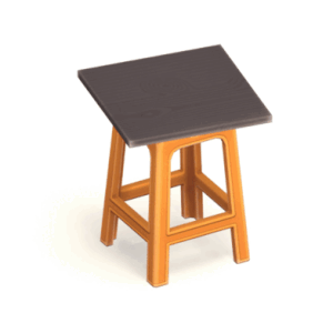 Tabouret en bois noir et orange