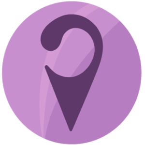 Icône épingle violette sur fond violet