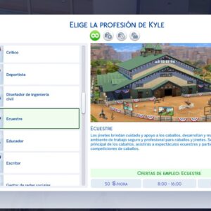 Interface de choix de profession dans Les Sims.