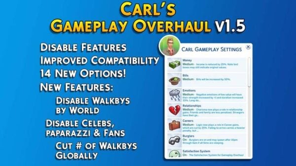 Carl's Gameplay Overhaul v1.5 offre 14 nouvelles options.