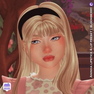 Fille Sims avec rouge à lèvres et preset lèvres Bloomberry