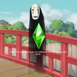 Masque assis sur un pont rouge avec un cristal vert.