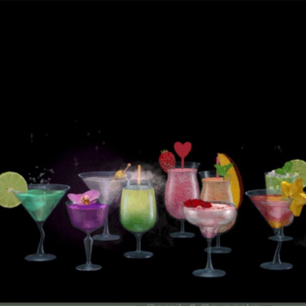 Cocktails dans des verres avec effets de la Saint-Valentin par Somik_Severinka Traduction espagnole