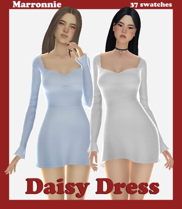 Deux mannequins portant des robes Daisy, 37 couleurs.