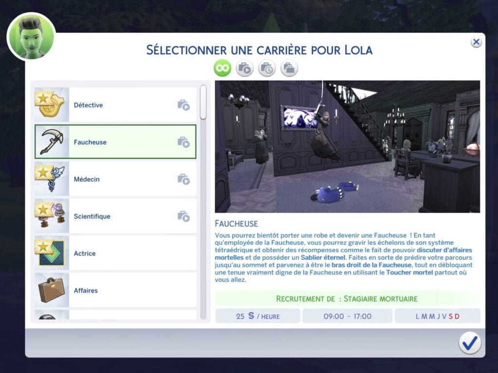 La carrera de la Parca en Los Sims 4 De la vida a la muerte