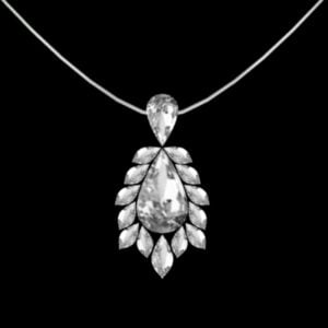 Drop-shaped pendant necklace with crystals.